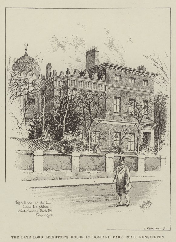 A néhai Lord Leighton háza a Holland Park Roadon, Kensington (metszet) alkotó: English School