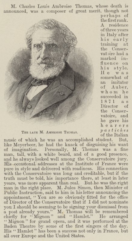 A néhai M Ambroise Thomas (metszet) alkotó: English School