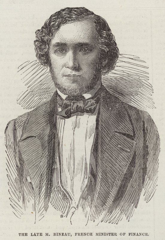 A néhai M Bineau, francia pénzügyminiszter (metszet) alkotó: English School
