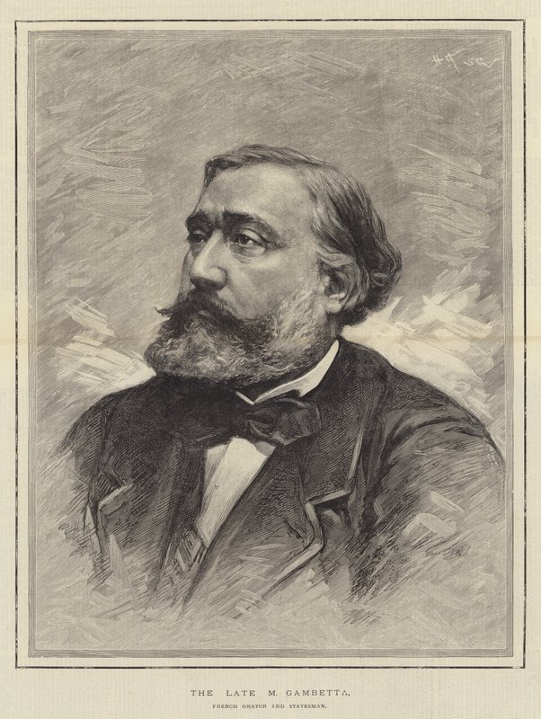 A néhai M Gambetta, francia szónok és államférfi (metszet) alkotó: English School