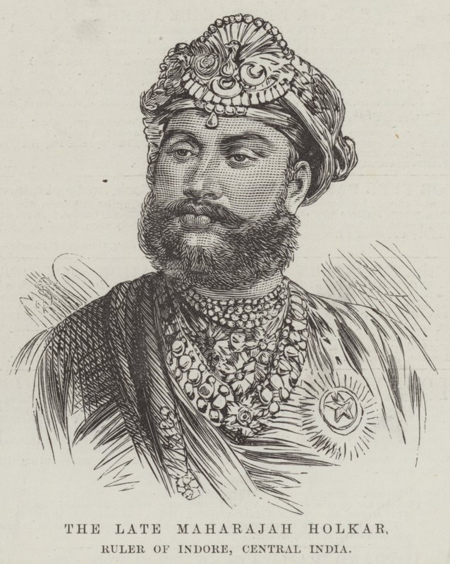 A néhai maharadzsa Holkar, Indore uralkodója, Közép-India (metszet) alkotó: English School