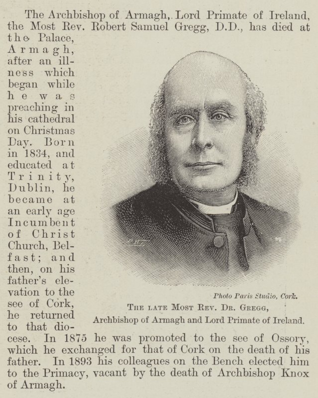 A néhai legtisztelendőbb Dr. Gregg, Armagh érseke és Írország főprímása (metszet) alkotó: English School