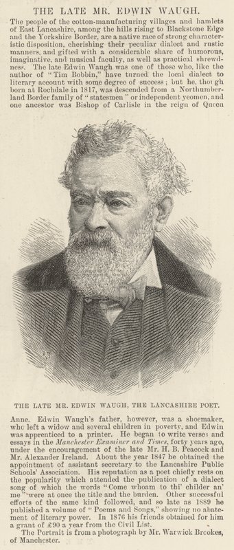 A néhai Edwin Waugh, a lancashire-i költő (metszet) alkotó: English School