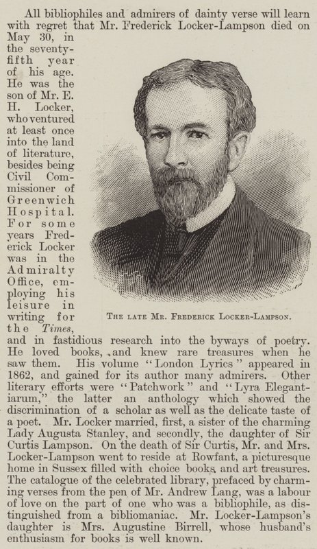 A néhai Frederick Locker-Lampson (metszet) alkotó: English School