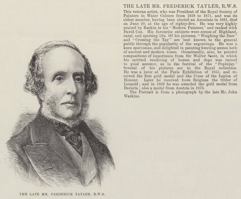 A néhai Frederick Tayler úr, RWS (metszet) alkotó: English School