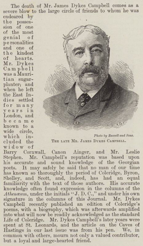 A néhai James Dykes Campbell (metszet) alkotó: English School
