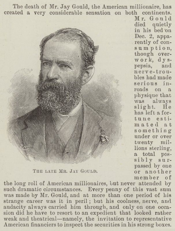 A néhai Jay Gould (metszet) alkotó: English School