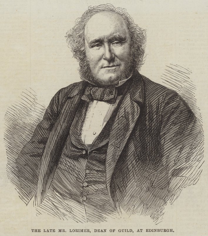 A néhai Lorimer úr, a Guild dékánja, Edinburgh-ban (metszet) alkotó: English School