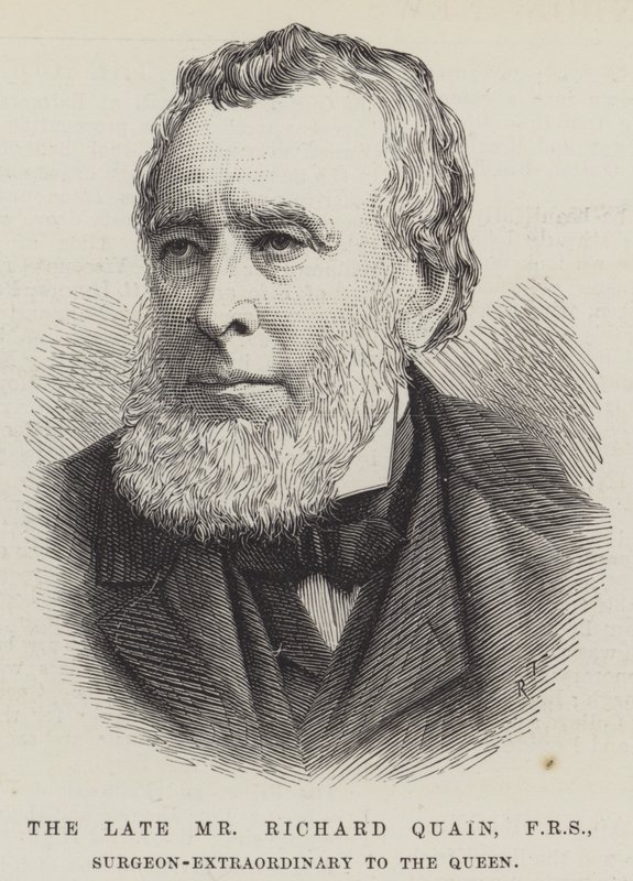 A néhai Richard Quain úr, FRS, a királynő rendkívüli sebésze (metszet) alkotó: English School
