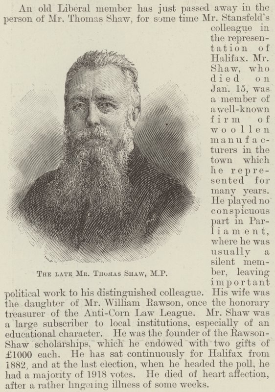 A néhai Thomas Shaw képviselő (metszet) alkotó: English School