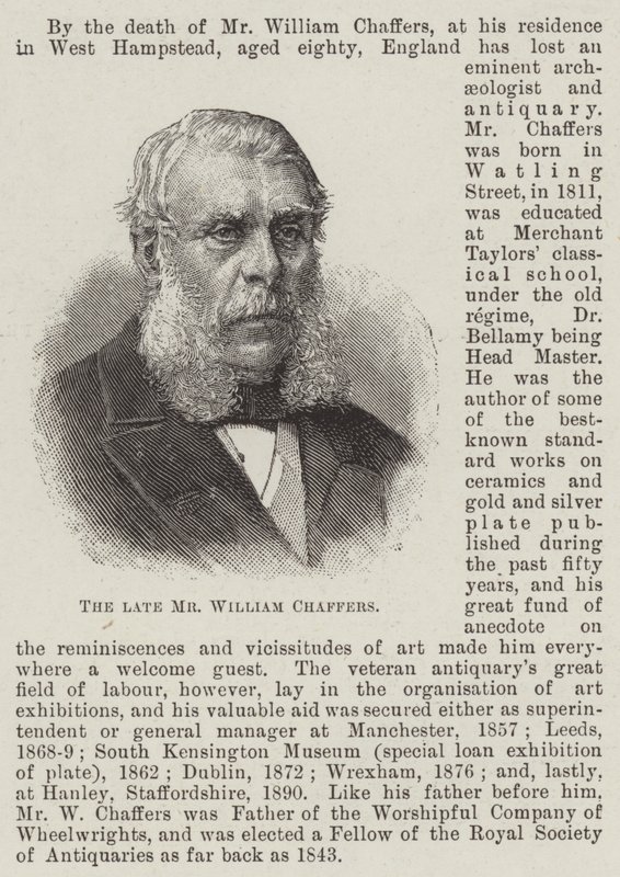 A néhai William Chaffers (metszet) alkotó: English School