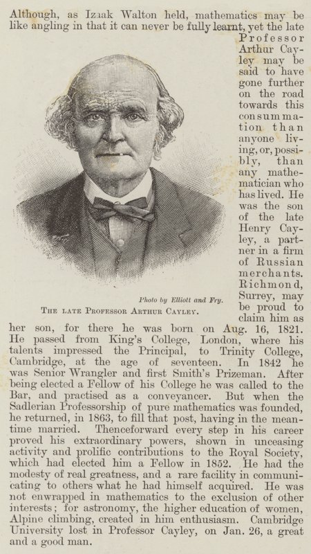 A néhai Arthur Cayley professzor (metszet) alkotó: English School