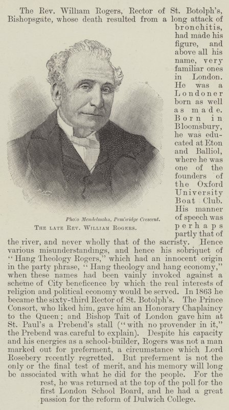 William Rogers néhai tiszteletes (metszet) alkotó: English School