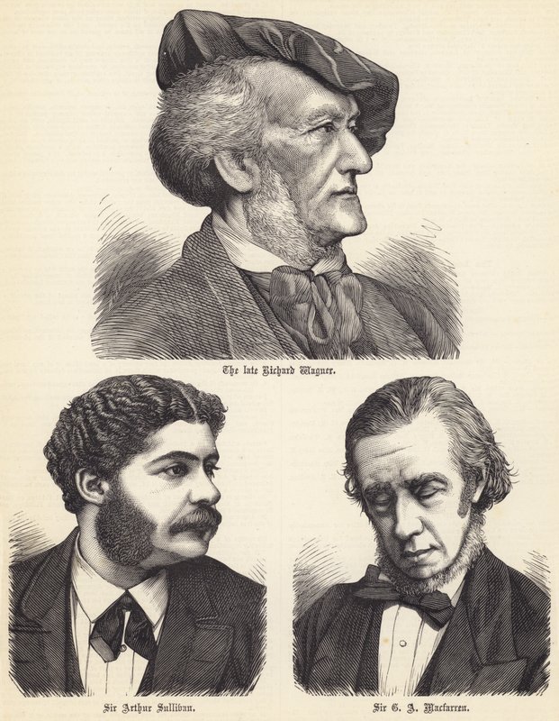 A néhai Richard Wagner, Sir Arthur Sullivan, Sir G A Macfarren (metszet) alkotó: English School
