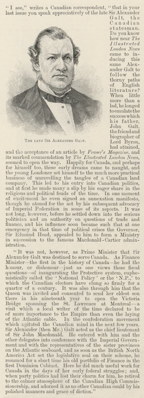 A néhai Sir Alexander Galt (metszet) alkotó: English School