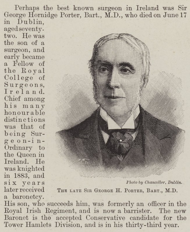 A néhai Sir George H Porter, Baronet, MD (metszet) alkotó: English School