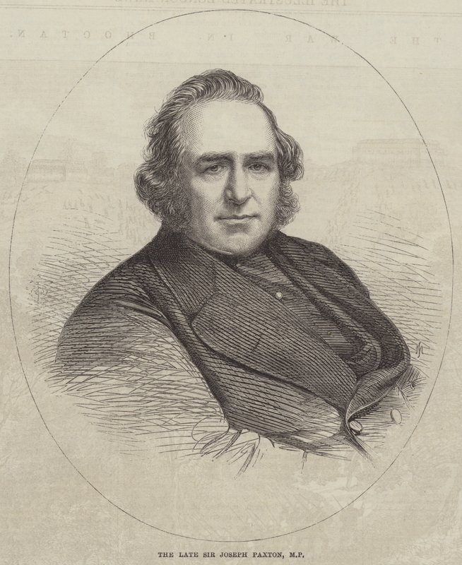 A néhai Sir Joseph Paxton, parlamenti képviselő (metszet) alkotó: English School