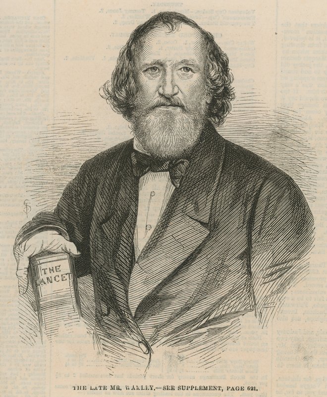 A néhai Thomas Wakley, a Finsbury képviselője és a The Lancet alapító szerkesztője alkotó: English School