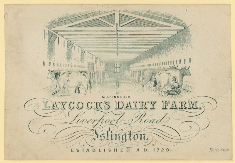 A fejő istálló, Laycocks Dairy Farm, Liverpool Road, Islington alkotó: English School