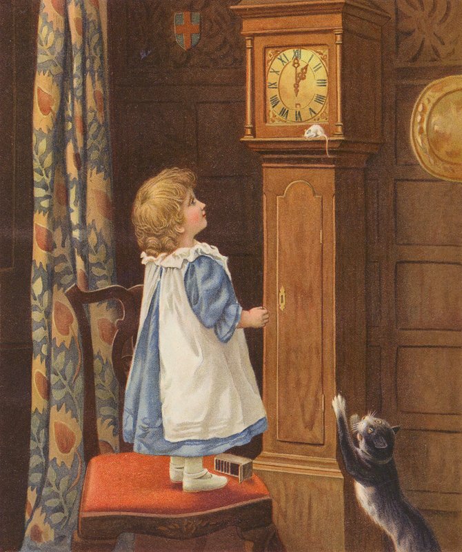 Az egér futott fel az órát (chromolitho) alkotó: English School