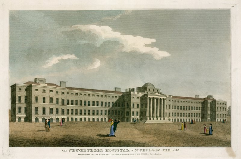 Az új Bethlehem Kórház St Georges Fieldsben, Londonban alkotó: English School