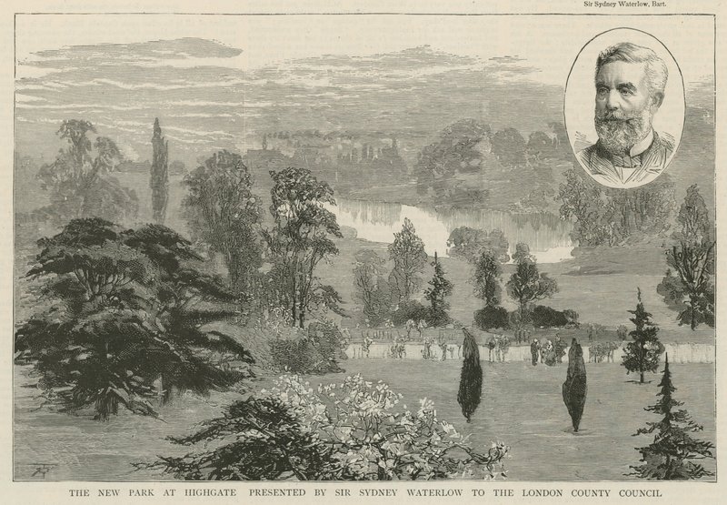 Sir Sydney Waterlow által bemutatott új park Highgate-ben alkotó: English School
