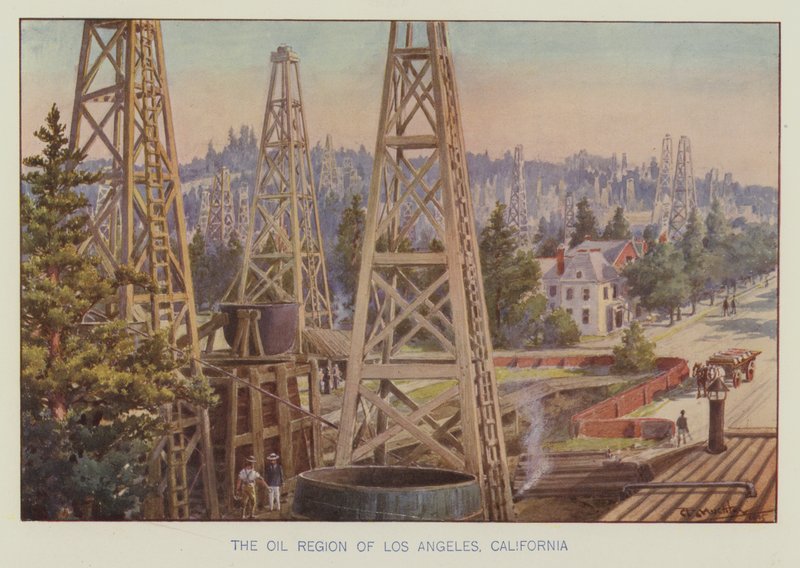 Los Angeles olajvidéke, Kalifornia (színes litho) alkotó: English School