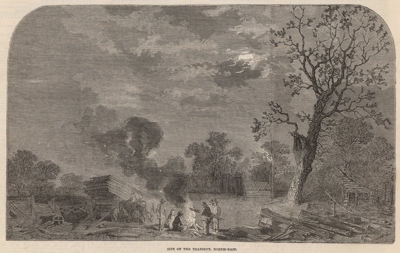 A régi Crystal Palace a Hyde Parkban: a kereszthajó helye, északkeleten alkotó: English School