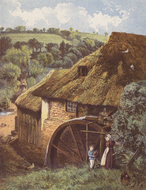 A régi vízimalom (színes litográfia) alkotó: English School