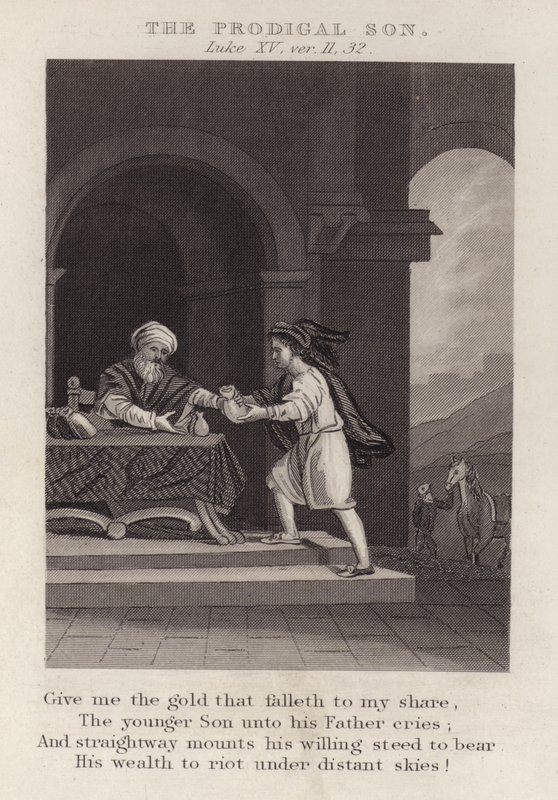 A tékozló fiú, Lukács XV, ver 11, 32 (metszet) alkotó: English School