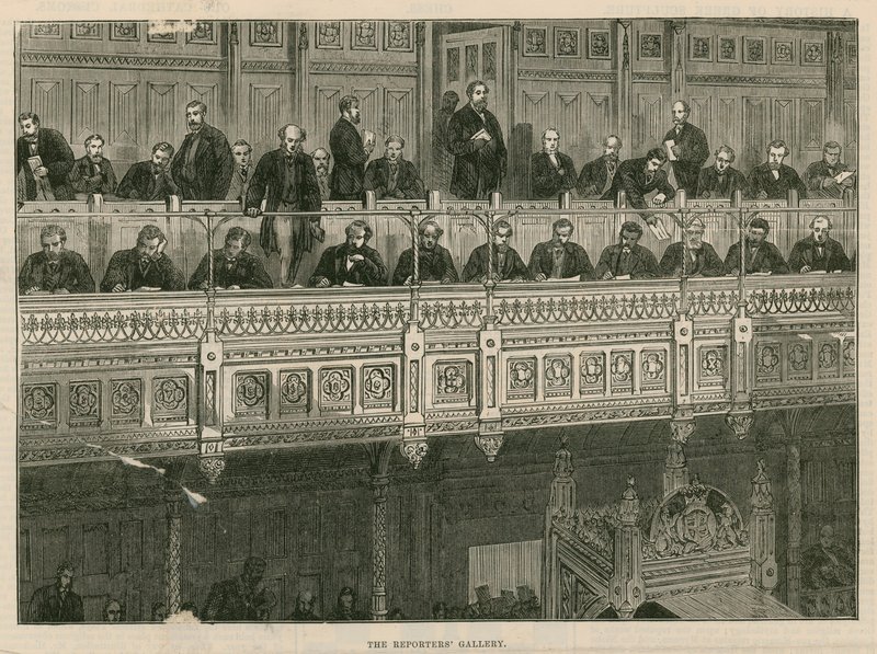 A riporterek galériája az alsóházban alkotó: English School