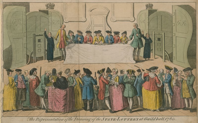 Az állami lottó sorsolásának ábrázolása a Guildhallban, 1763 alkotó: English School