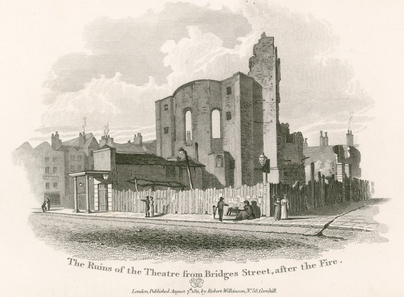 A Királyi Színház romjai, Drury Lane, a Bridges Street felől alkotó: English School