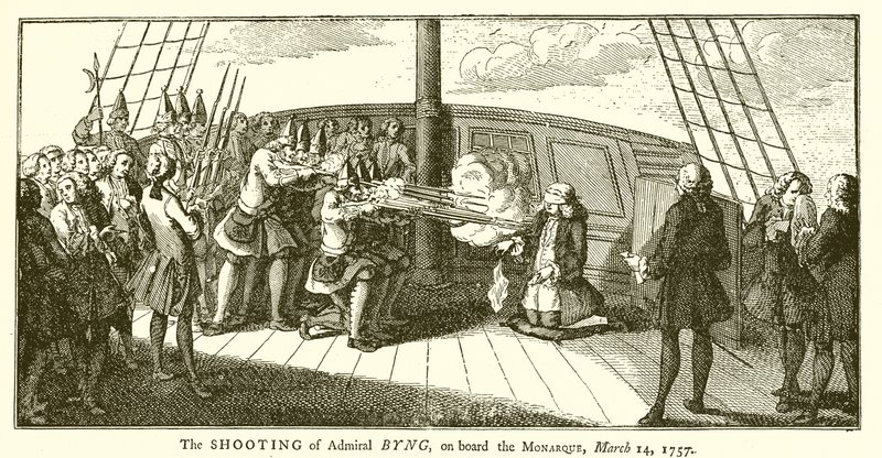 Byng admirális lelövése a Monarque fedélzetén, 1757. március 14 alkotó: English School