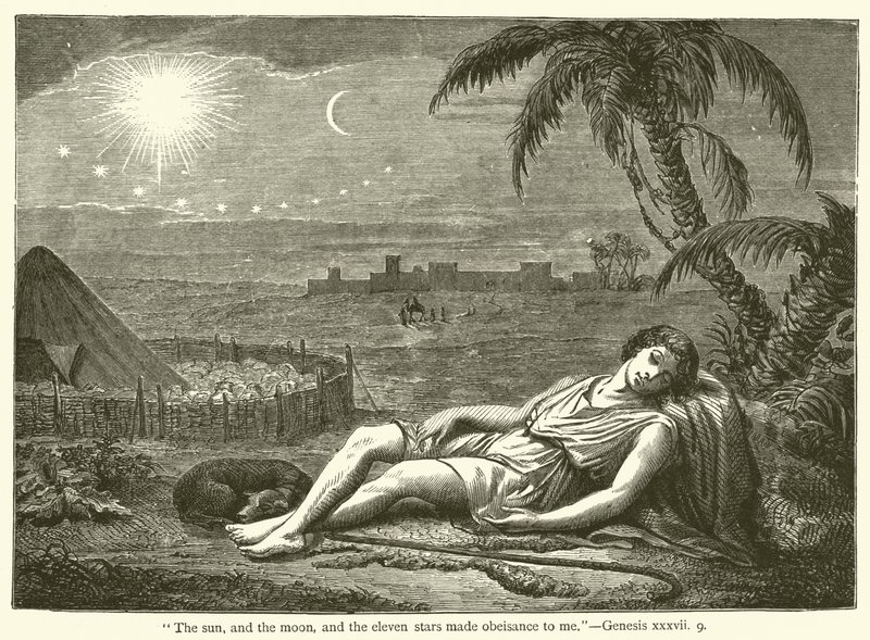 "A nap, a hold és a tizenegy csillag hódolt nekem", Genesis, xxxvii, 9 (metszet) alkotó: English School