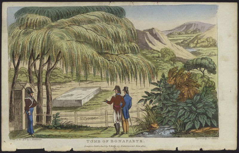 Bonaparte Napóleon sírja a Szent Ilonán (színes metszet) alkotó: English School