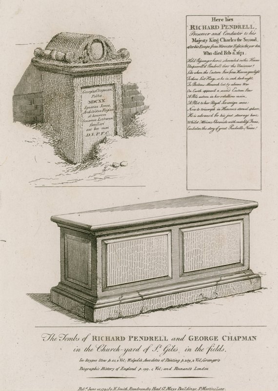 Richard Pendrell és George Chapman sírja a londoni St Giles in the Fields templomkertjében alkotó: English School