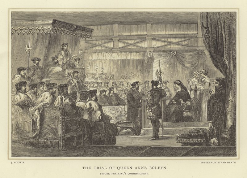 Boleyn Anna királynő tárgyalása a Kings Commissioners előtt alkotó: English School
