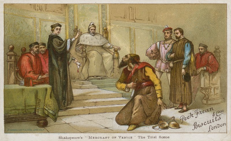 A próbajelenet Shakespeare Velence kereskedője című művéből alkotó: English School