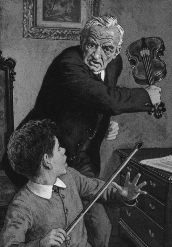 A fiatal Sir John Barbirolli, akinek hegedűt fog törni a fejére a nagyapja (litho) alkotó: English School