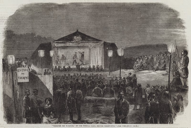 "Theatre des Zouaves" a francia táborban, Sebastopol előtt (metszet) alkotó: English School