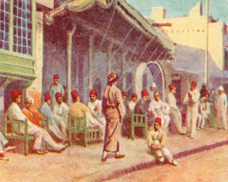 Théba, A kolosszusok (színes litográfia) alkotó: English School