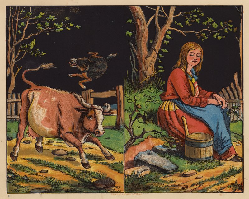 Ez a tehén; Ez a leány elhagyatott (színes litográfia) alkotó: English School