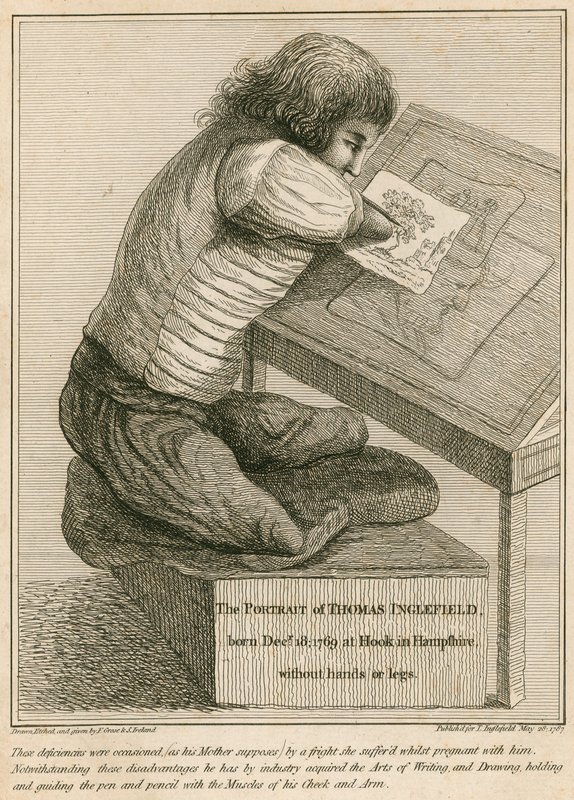 Thomas Inglefield, született 1769. december 18-án Hookban, Hampshire-ben, karok és lábak nélkül alkotó: English School