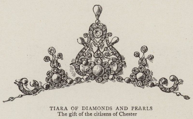 Gyémántok és gyöngyök tiara (metszet) alkotó: English School