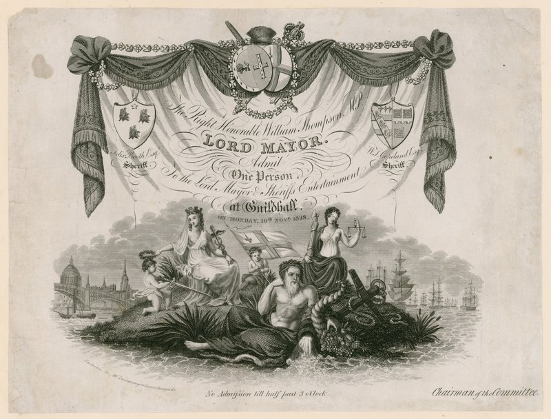 Belépőjegy a Lord Mayors Entertainment rendezvényre 1828. november 10-én alkotó: English School