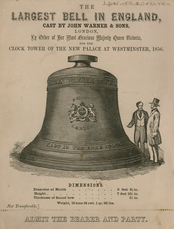 Jegy a nagy harang (Big Ben) megtekintéséhez, az új Westminster-palota Óratornyába alkotó: English School