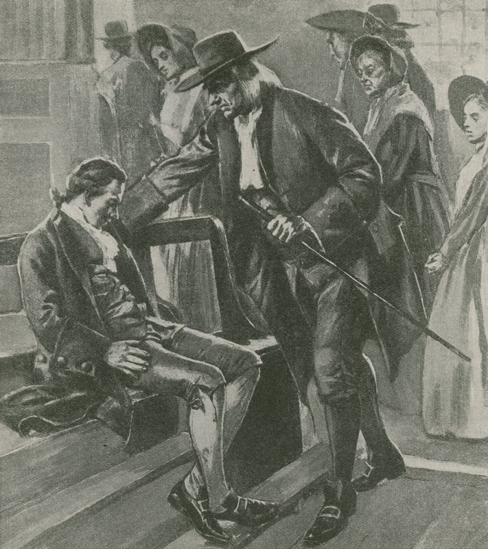 Fáradtan és éhes Benjamin Franklin elalszik egy kvéker gyülekezeti házban alkotó: English School