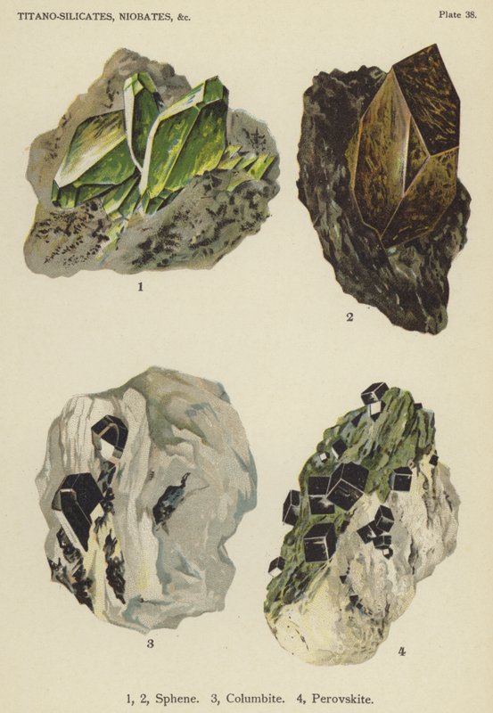 Titán-szilikátok, niobátok, szfén, kolumbit, perovszkit (színes litho) alkotó: English School