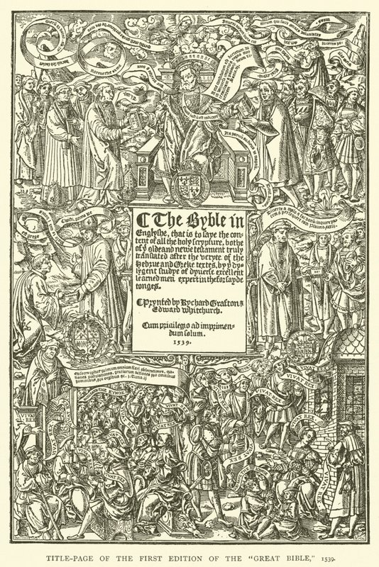 A Nagy Biblia első kiadásának címlapja, 1539 alkotó: English School